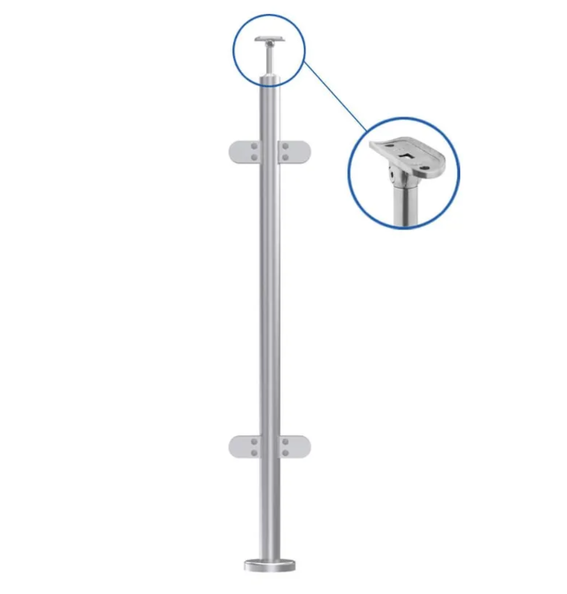 42.4mm Balustrade End, Mid & Corner Post Fully Assembled - 316 C/W Welded Base Cover