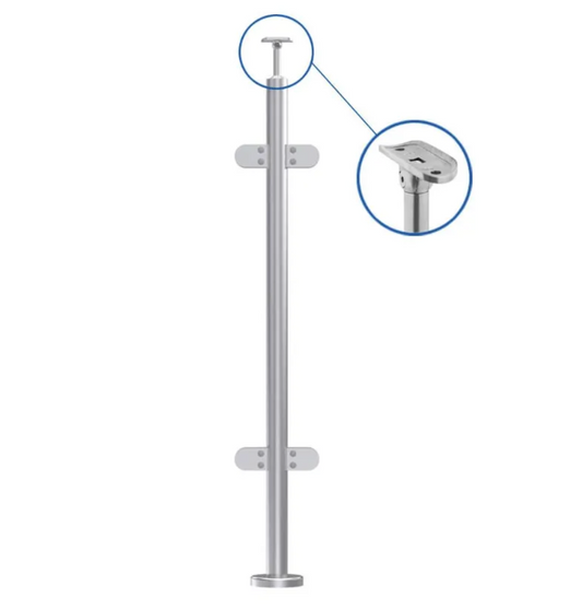 42.4mm Balustrade End, Mid & Corner Post Fully Assembled - 316 C/W Welded Base Cover