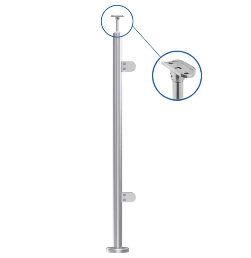 42.4mm Balustrade End, Mid & Corner Post Fully Assembled - 316 C/W Welded Base Cover