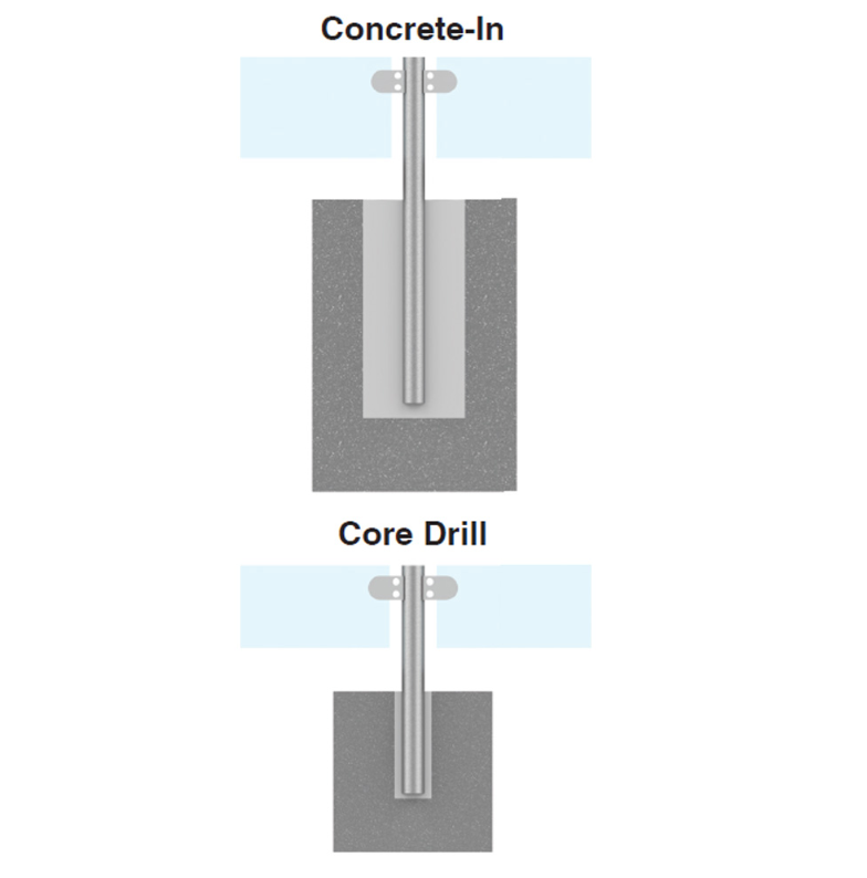 42.4mm End, Mid & Corner Post Fully Assembled - 316 - For Concrete-In Fix Without Top, 1378mm High