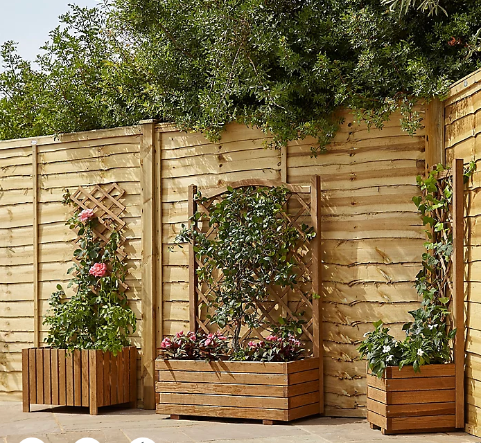 Brown Wooden Rectangular Trough + Trellis